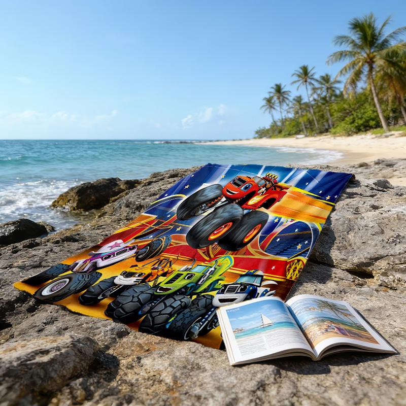 1 Stück Blaze und die Monster-Maschinen (4) Strandtuch, Strand- und Meeresufer-Schwimmbadausstattung, Modisches Muster, Rechteckig, Reiseutensilien