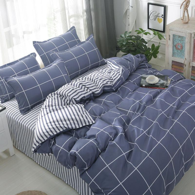Four-piece Bedding Washed Cotton Single Double Student Three-piece Bed Linen Quilt Cover Pillowcase