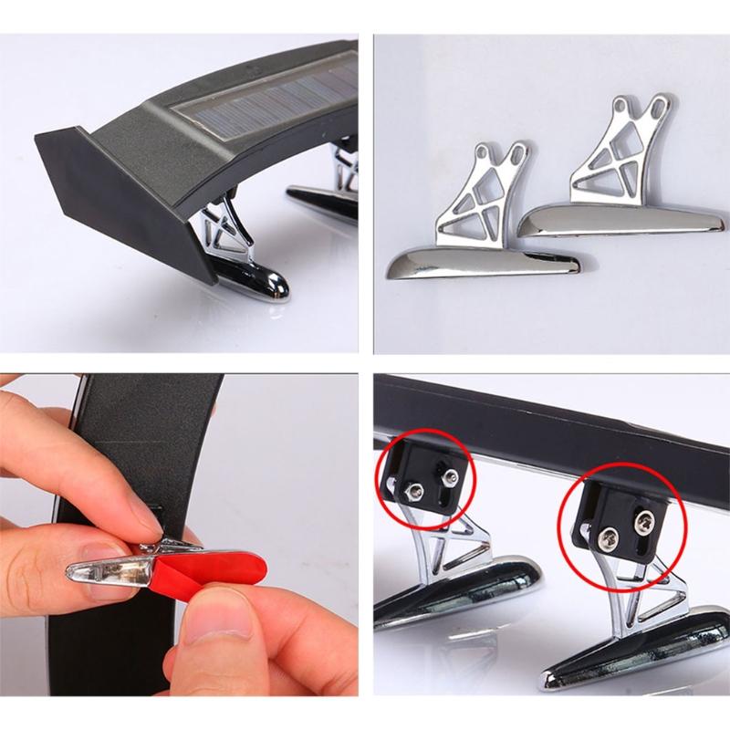 Adjustable Solar LED Rear Spoiler Wing Racing Flashing Lamp Air Deflector Decor