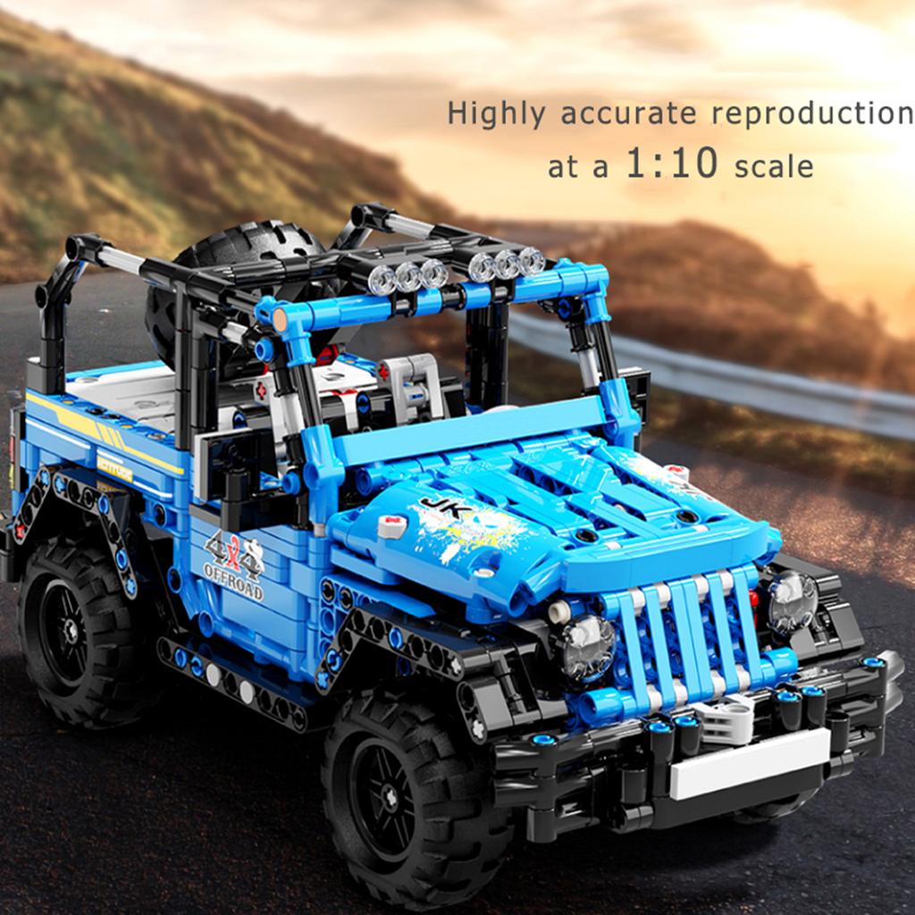 Non-Toxic 876Pcs Blue Off-Road Vehicle Building Blocks Toys Model Off Road Vehicle Assemble Puzzle Bricks Toy Sets For Kid Ornament Gifts