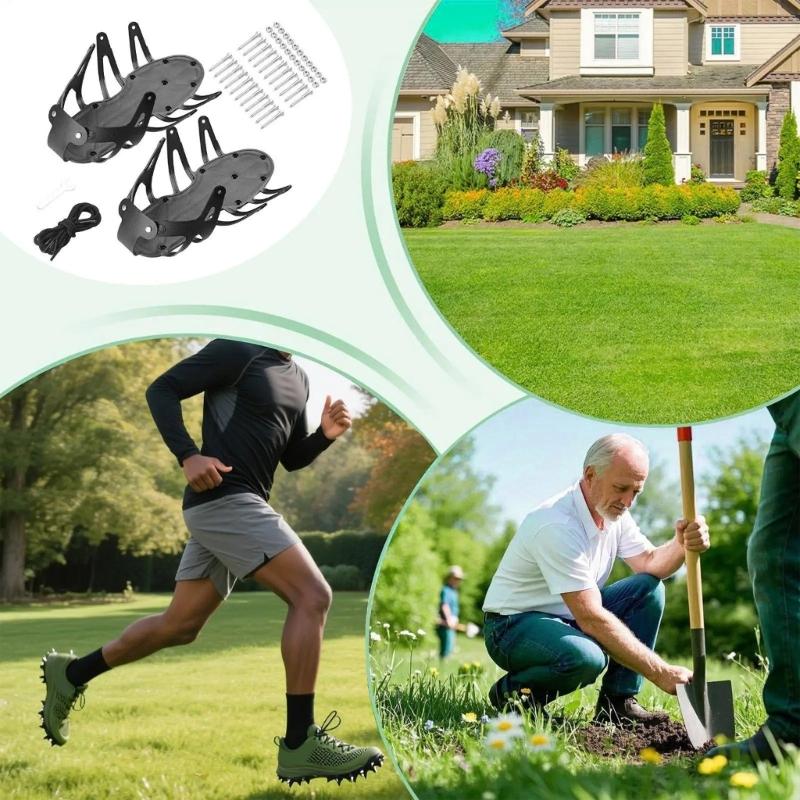 Adjustable Steel Spikes Lawn Aerator Shoes For Gardening Golf Course Yard With Durable Polyethylene Base And Secure Fit