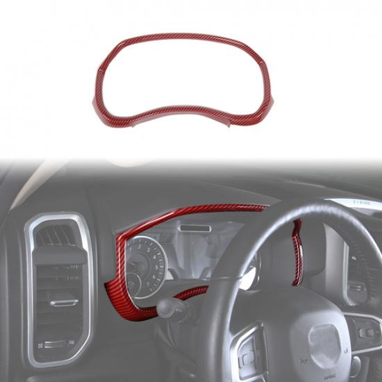 

Car Dashboard Cover Trim Interior Frame For Dodge Ram 1500 18+ Red Carbon Fiber