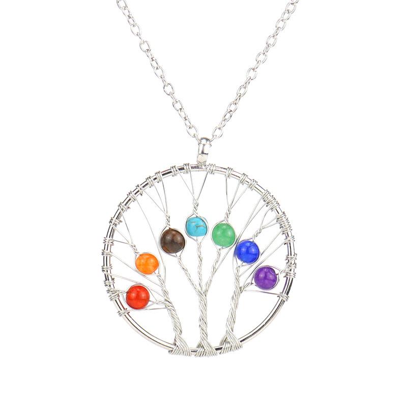

Handmade Winding Silk Tree Of Life Colorful Crystal Beads Tree Of Life Fortune Tree Necklace N41