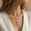 Niche Women'S Pearl Love Pendant Necklace Colored Zircon Temperament Diamond-Set Heart-Shaped Cold Wind