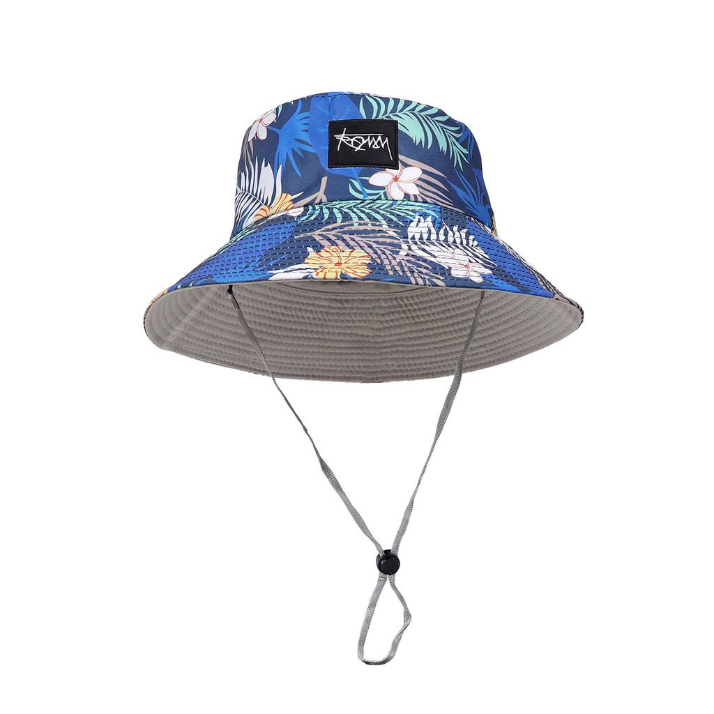 Summer New Double-sided Bucket Hat Men's and Women's Hawaiian Printed Sunshade Basin Hat Big Head Circumference Sunscreen Hat