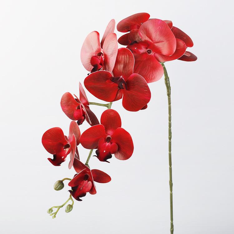 Simulated Phalaenopsis 3D printing 9-head film orchid indoor fake flower bouquet, decorative Phalaenopsis simulated flower