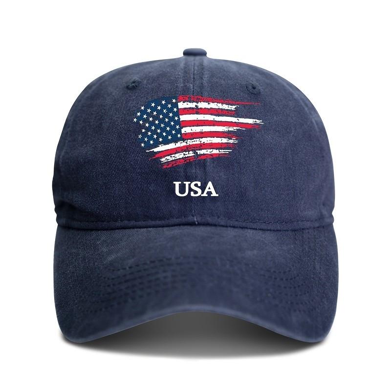 Distressed USA Flag Baseball Cap Polyester Adjustable Outdoor Summer Travel Hat