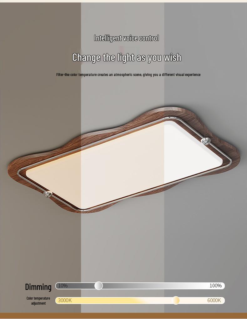 Vintage Solid Wood Eye Protection Ceiling Light for Living and Dining Rooms