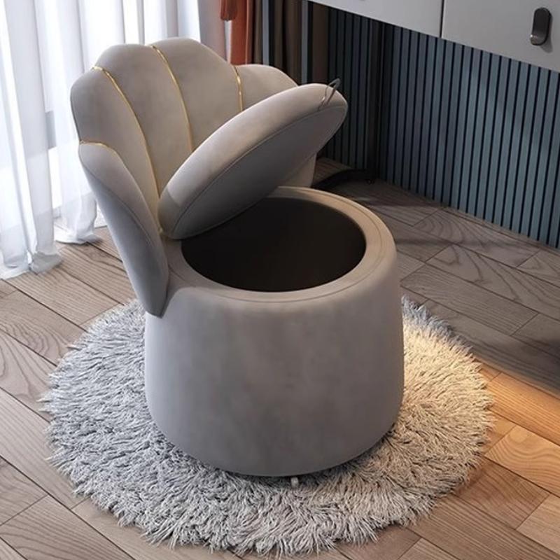 Wooden Stool with Storage Space Makeup Backrest Stool with Wheels Removable Portable Shoe Changing Footstool Home Furniture