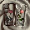 Niedrige Transparente Weiche TPU Handyhülle für IPhone 13 Pro Max 14 15 XR X XS Max 12 11 7 8 Plus Anmutiger Weißer Rosen-Druck Cover
