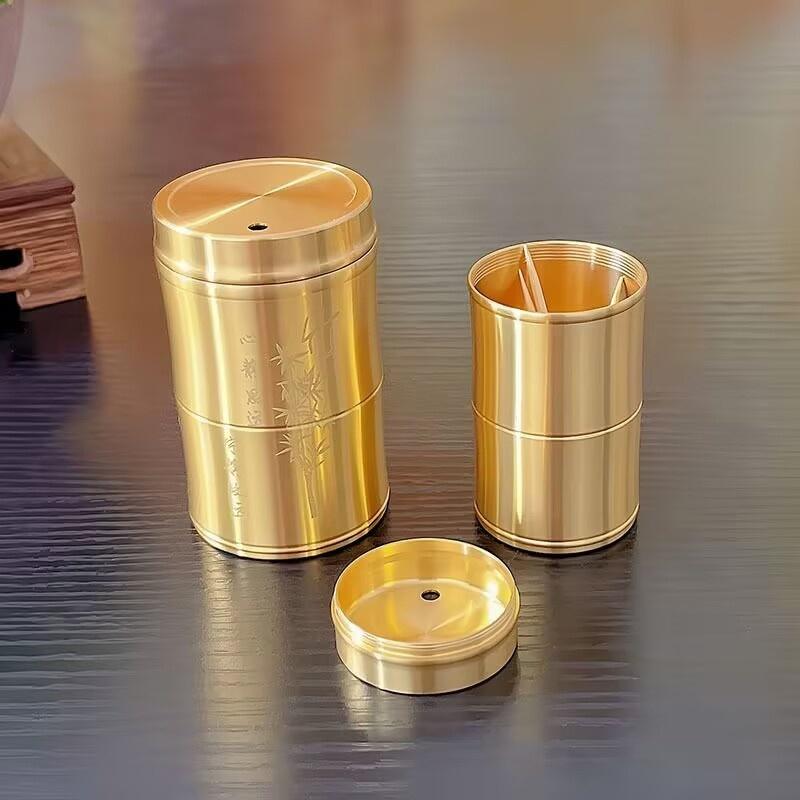 Copper Toothpick Holder Creative Bamboo Shape Toothpick Storage Container Portable Fall Resistant Toothpick Box For Table Decor