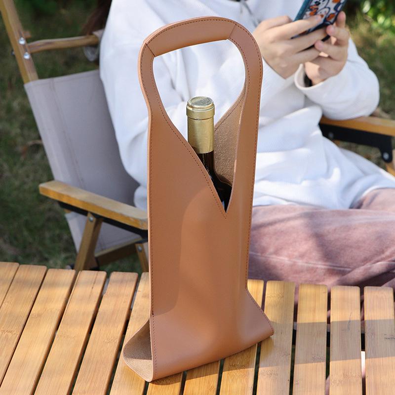 Wine Gift Bag, Reusable Leather Wine Tote Carrier, Double Layer Champagne Beer Gift Bags Carrier, For Birthday Bridal Showers