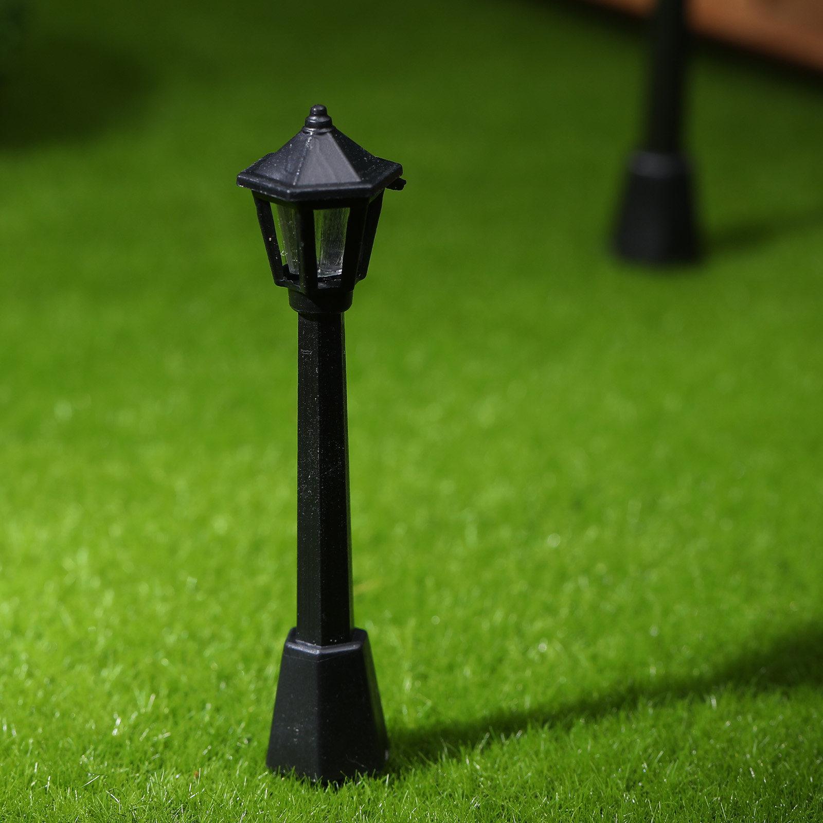 3Pcs Miniature Street Lamp Simulation Lights Black Natural Resin for Micro Landscape Decorative Gardening DIY Fairy Garden 7.5X2X2CM