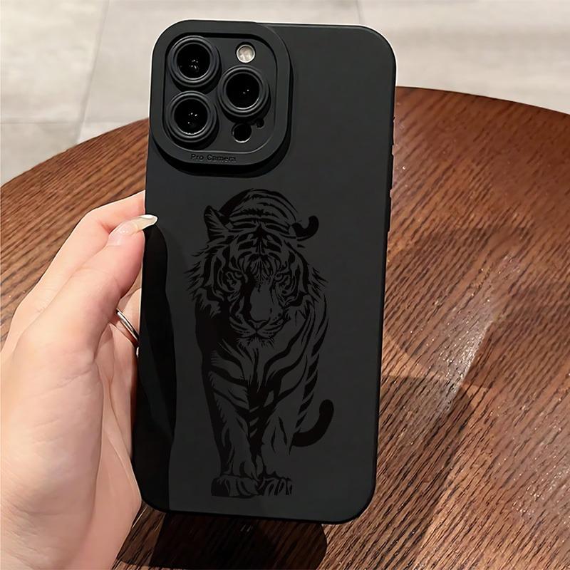 

Personalized Black Tiger Pattern, Suitable for iPhone 17, 16, 15, Plus, Pro, Max Series Phones - Ideal for Use as a Gift iPhone 12 mini чорний