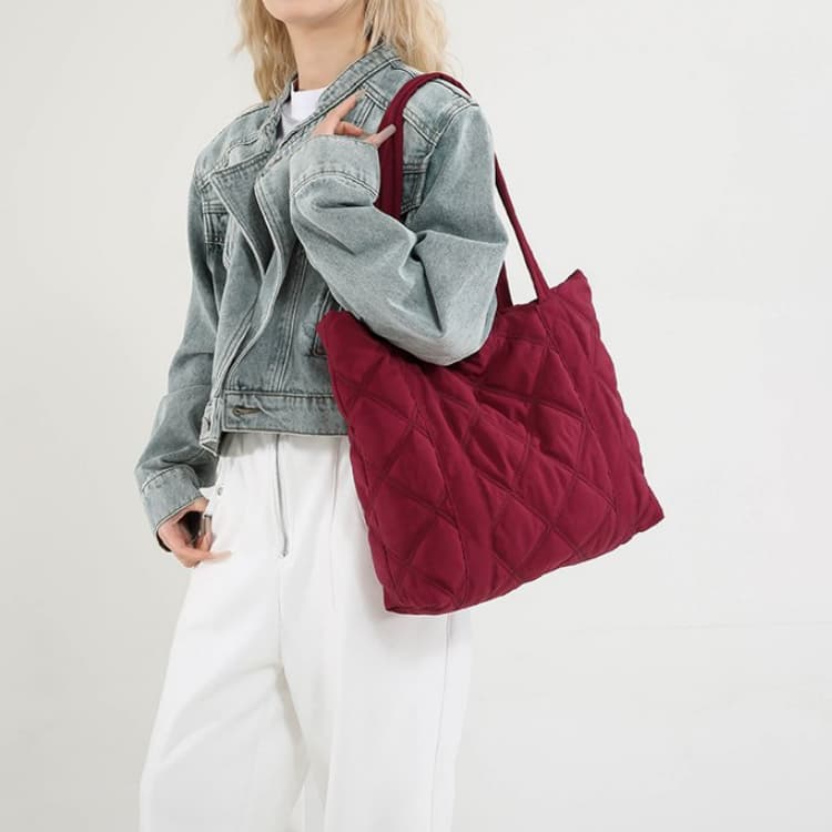 Borsa a tracolla casual da donna in piuma borsa a tote invernale a rombi