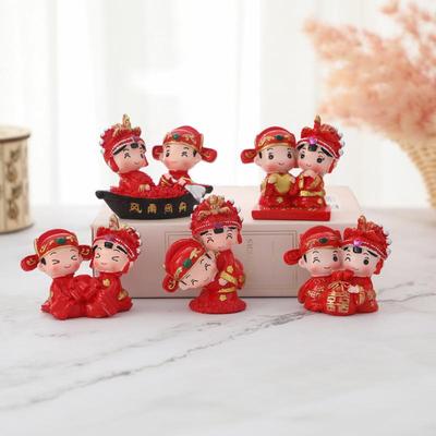 Chinese Style Wedding Doll Figurines: Decorative Resin Crafts for Home and Living Room, Perfect Festive Gifts