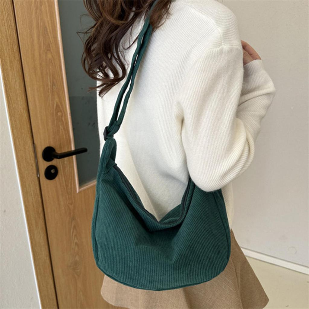 Corduroy Shoulder Bags Minimalist Crossbody Bag Women's Handbags Fashion Fabric Underarm Bag Solid Color Zipper Female Handbag