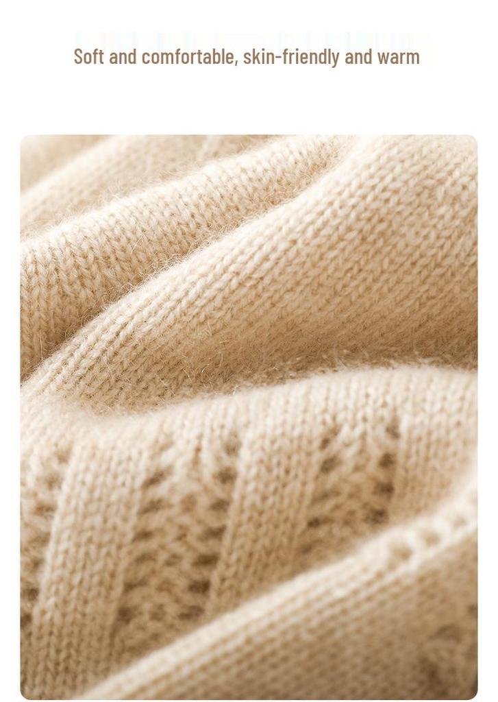 Kaschmir 2025 Frühling Unisex Einfarbige Dicke Warme Gerollte Kante Lochmuster Strickmütze Lässige Mütze