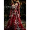 Abito da donna vintage gotico con teschio e rosa, motivo a gradiente, vestito lungo di Halloween con motivo a gradiente