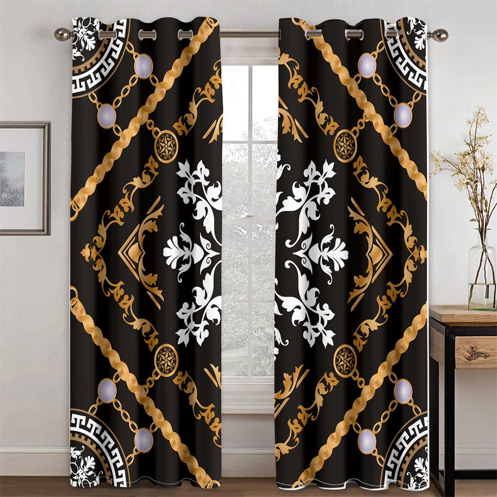 3D Print Cheap Modern Classic Luxury Brand 2Pieces Darkening Shading Window Curtain for Living Room Bedroom Home Decor Hook