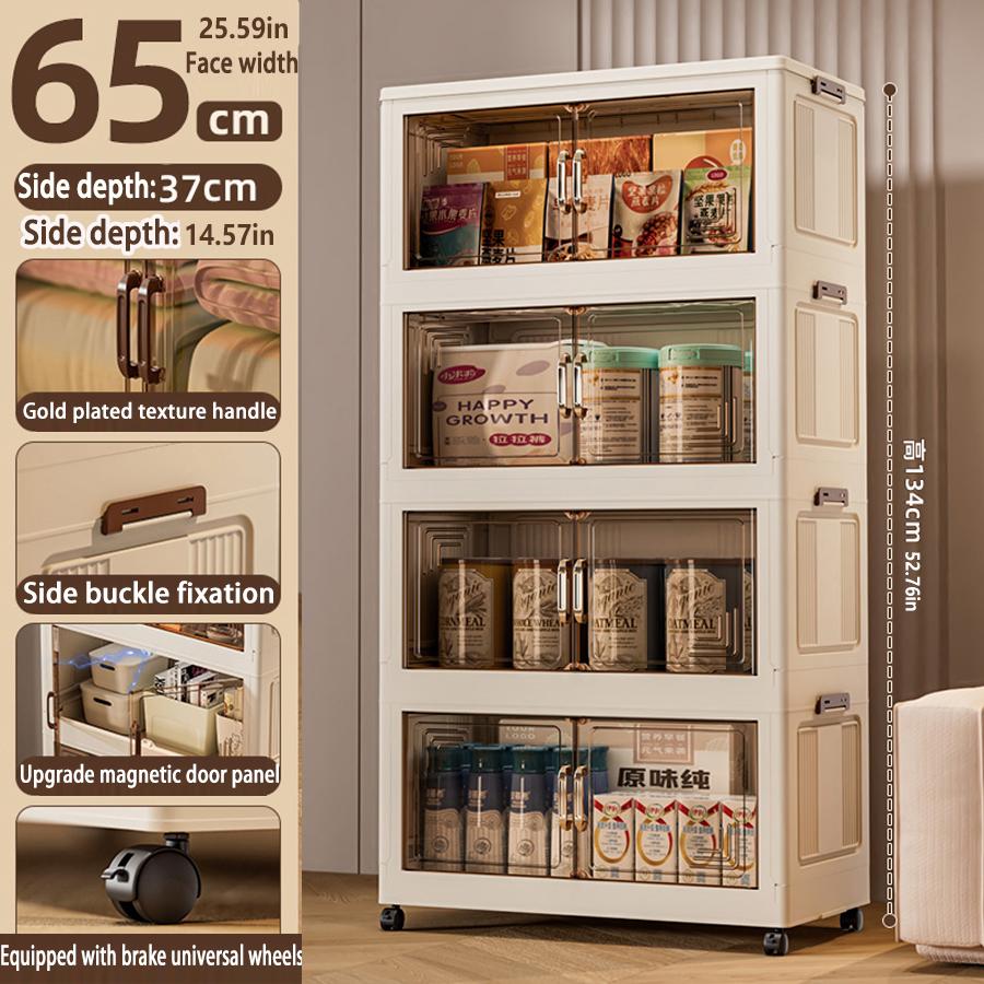 45/55/65cm Length Multifunction Folding Storage Cabinet Sundries Cabinet Large Capacity Dustproof Wardrobe Locker