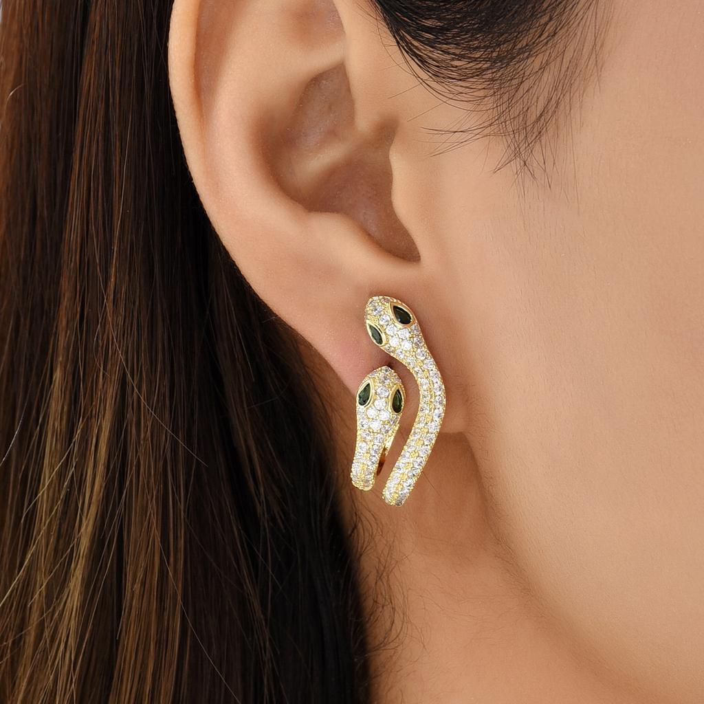 Spirit Snake Personalized Creative Advanced Double Serpentine Earrings Earstuds Fashion Earclips