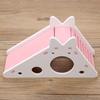 Wooden Hamster House Rest Nest Assembly Climbing Stairs Small Pet Exercise Playing Toy(Pink)