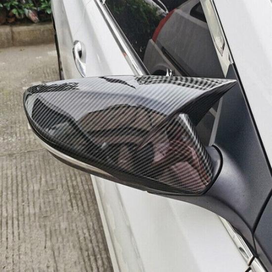 Carbon Black For 2011-16 Hyundai Elantra OX Horn Car Rearview Mirror Cover Decor