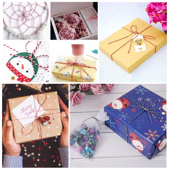 Cotton Bakers Twine 328FT Packing String Christmas Cotton Rope Cord for Tying Cake And Pastry Boxes DIY Crafts Gift Wrapping