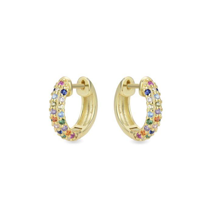 Boucles d'oreilles Luxenter en argent 925 avec zircon multicolore et finition en or jaune 18K - Iralda