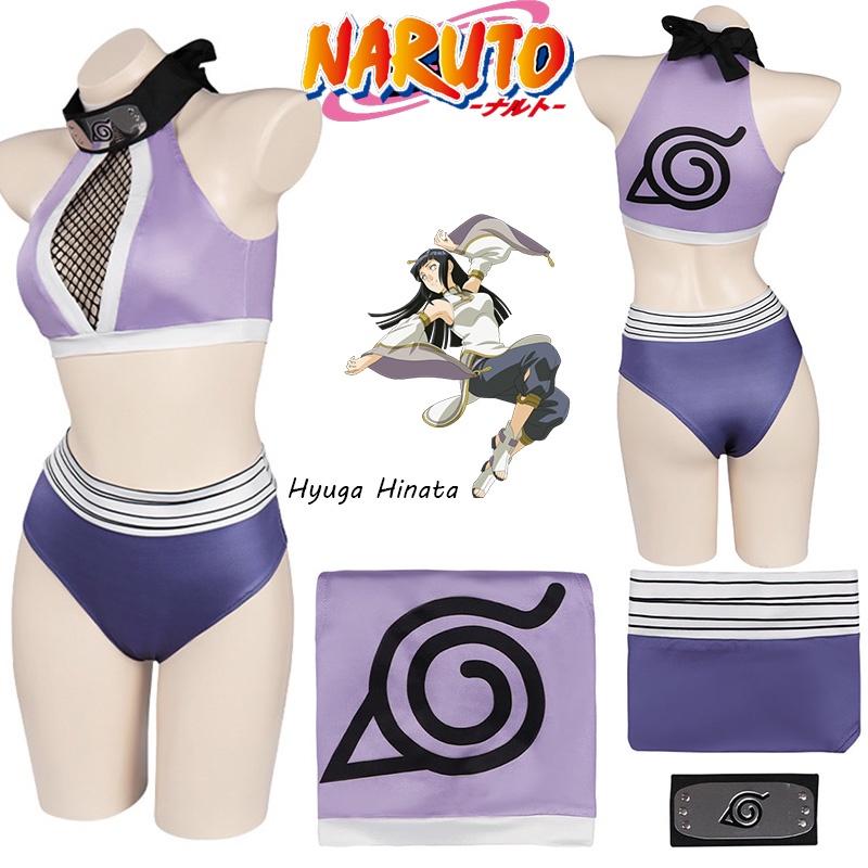 Hyuga Hinata Inspired Naruto Swimsuit Cosplay Costume With Purple Polyester Fabric