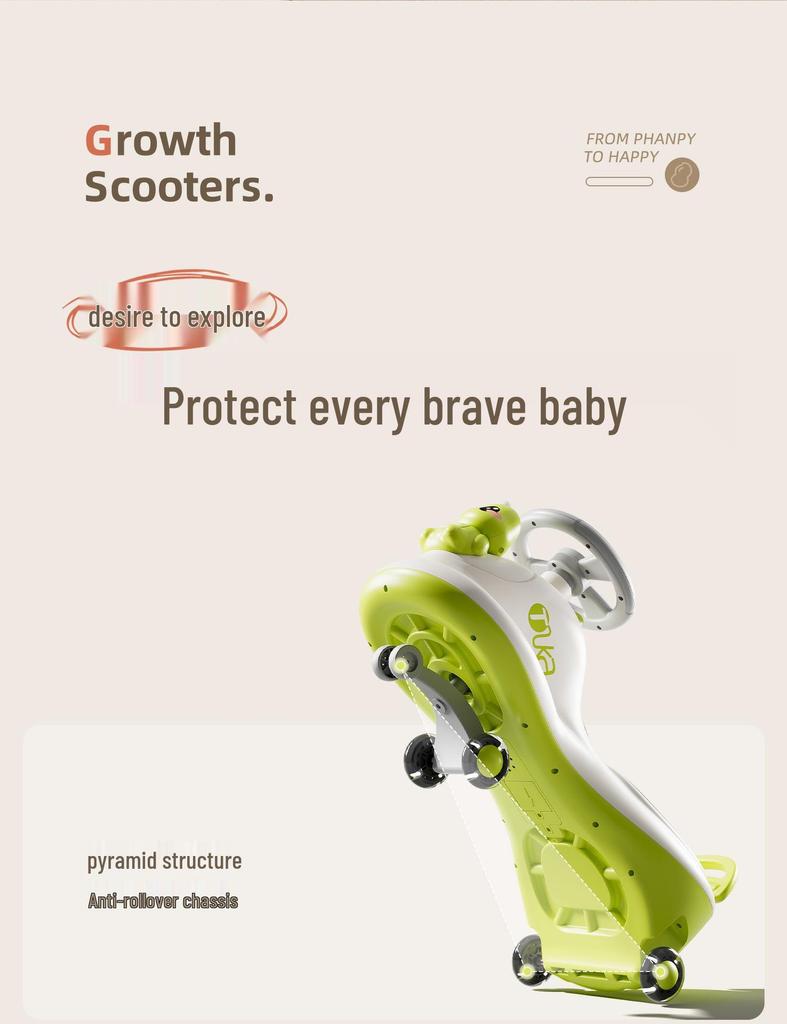 Children's Twist Car - Safe, Anti-Rollover Scooter for Boys, Girls, and Adults with Universal Wheels