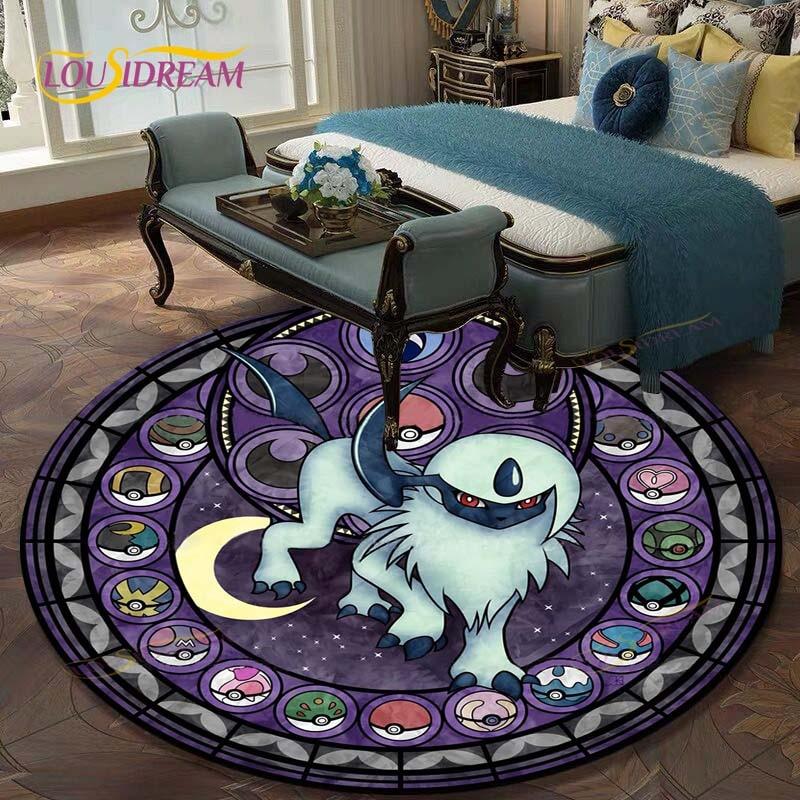 Kulatý koberec do obývacího pokoje Koberce Ložnice Děti Koberec s Pikachuem Koupelnová předložka Kreslený potisk Pokemonů Podložka na podlahu Koberec do dětského pokoje