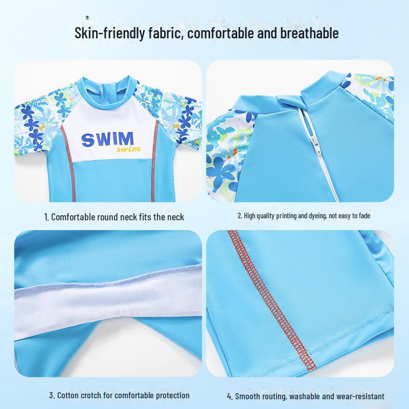 Jungen Badeanzug Einteiler mit Cartoon-Print für Herbst/Winter Schwimmen & Heiße Quellen