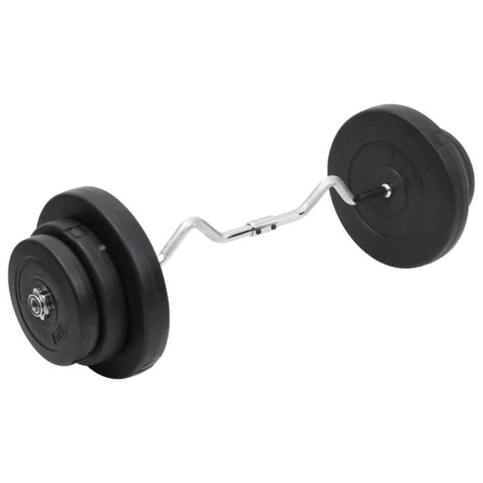 3145019 vidaXL Wavy Barbell Bar with Plates 60 Kg