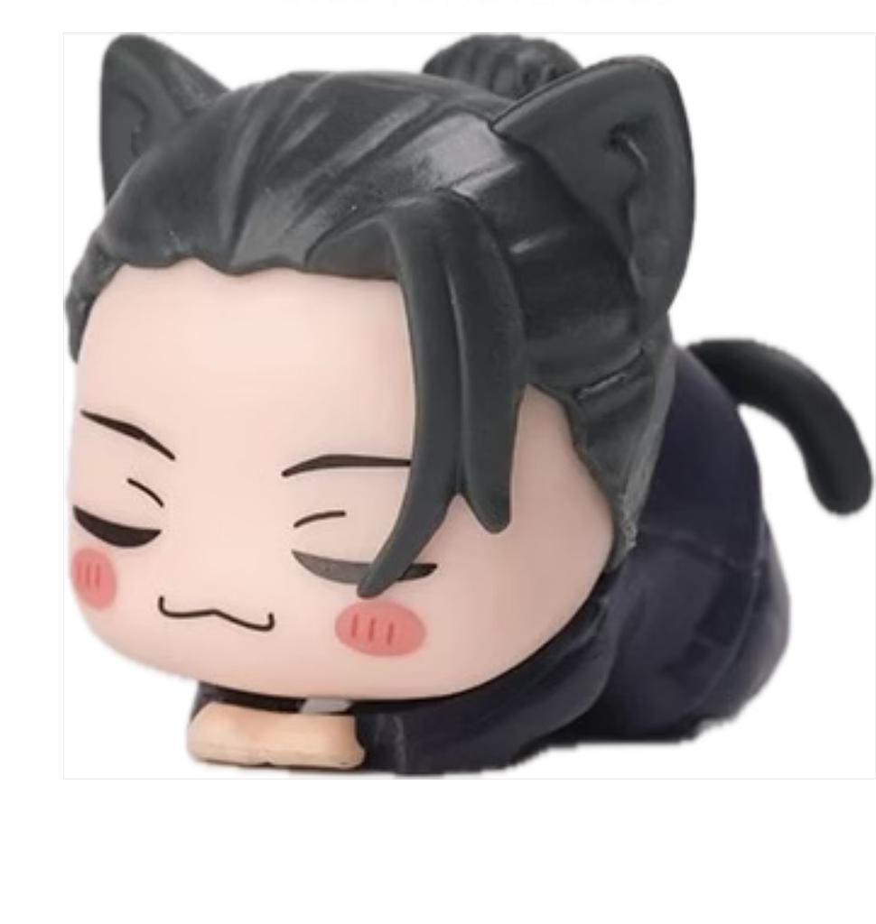 6CM Jujutsu Kaisen Anime Figure Itadori Yuji Satoru Gojo Napping Cat PVC Q Version prone 4Pcs/Set Model Toys Gift Collection