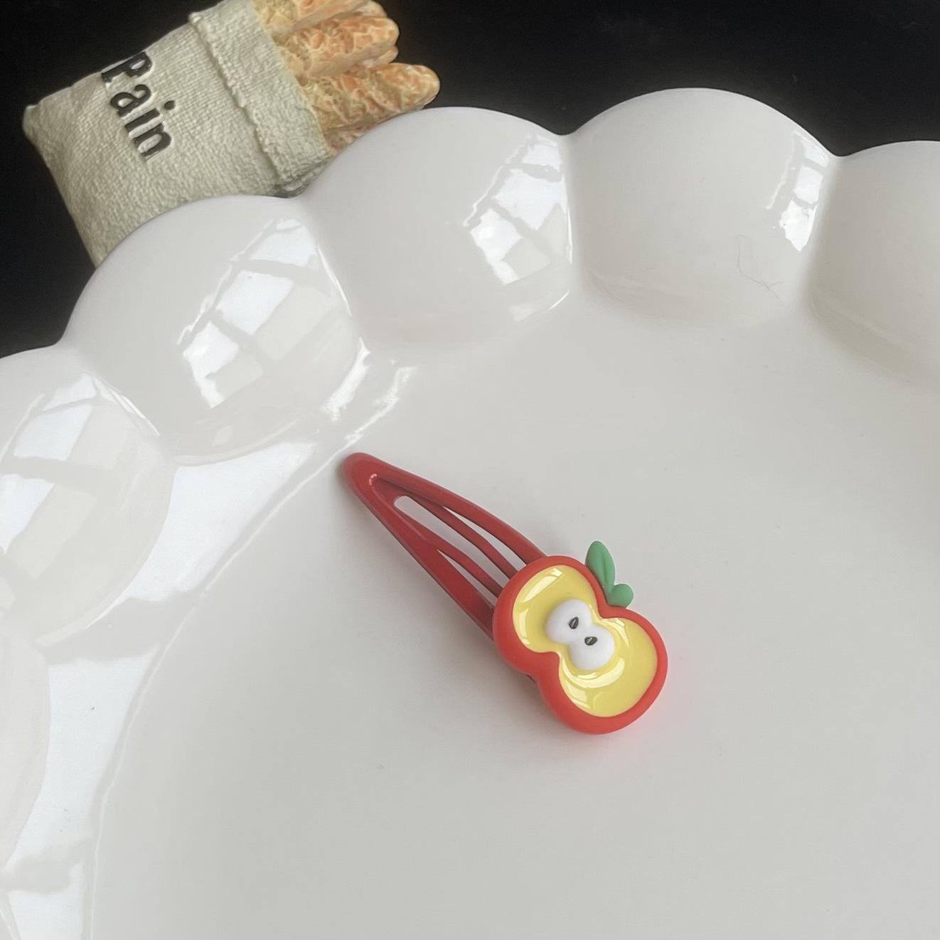 

Ретро заколки-невидимки Apple: Милые фруктовые заколки для волос для девочек и детей Half apple BB clip