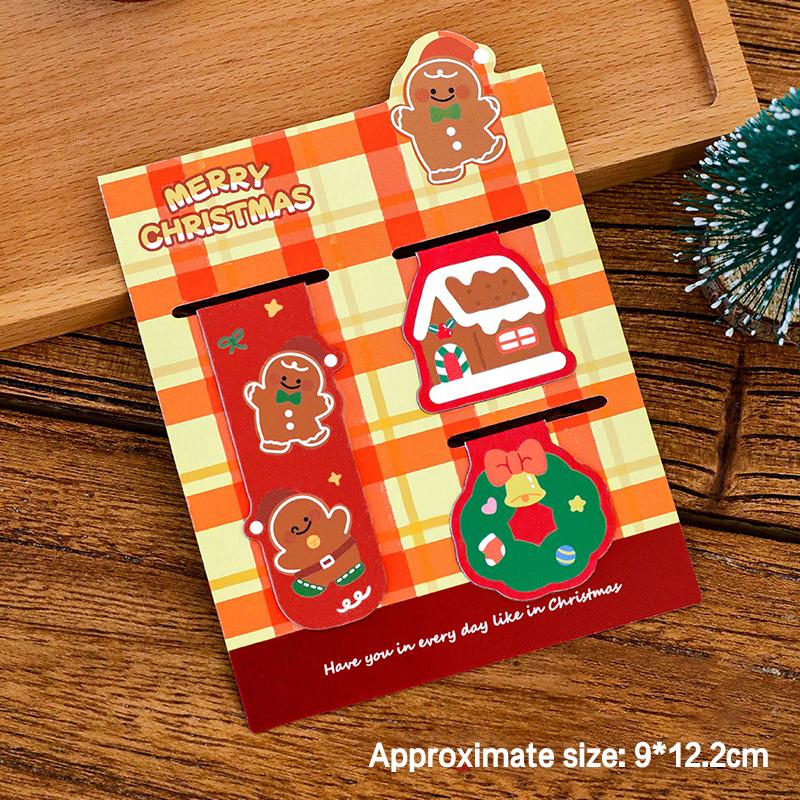 

1/4 Set Kawaii Christmas Santa Claus Elk Snowman Magnetic Bookmarks Cute Stationery Bookmark For Books School Office Supplies