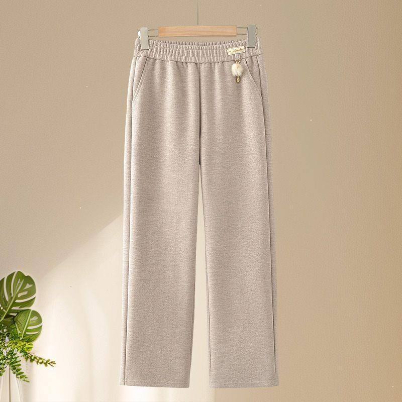 Mom's Spring Casual Elastic Waist Loose Straight-Leg Pants for Middle-Aged and Elderly Women