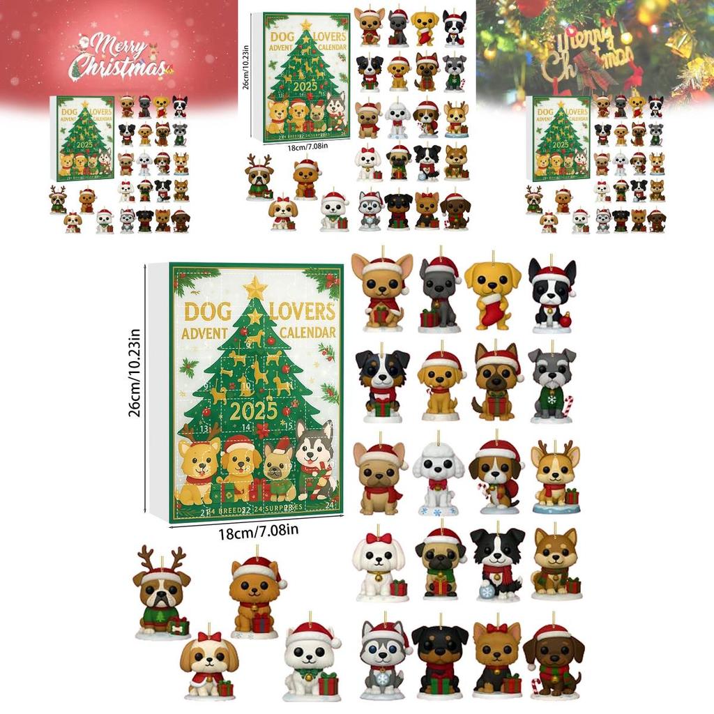 Dog Series Advent Calendar With Acrylic Festive Decor For Christmas Party Gifts