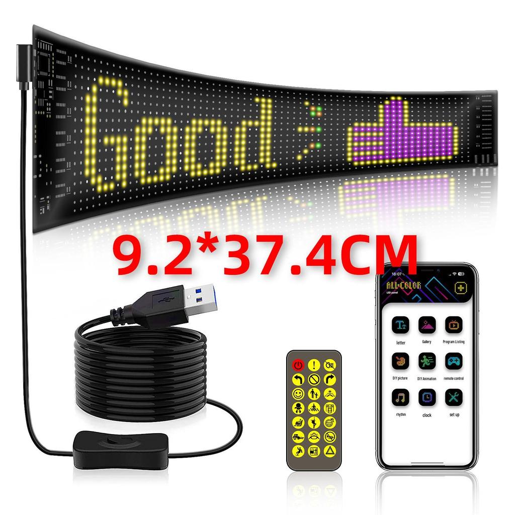 LED Bluetooth Smart Display: USB-Powered Flexible Full-Color Advertising Screen for Cars