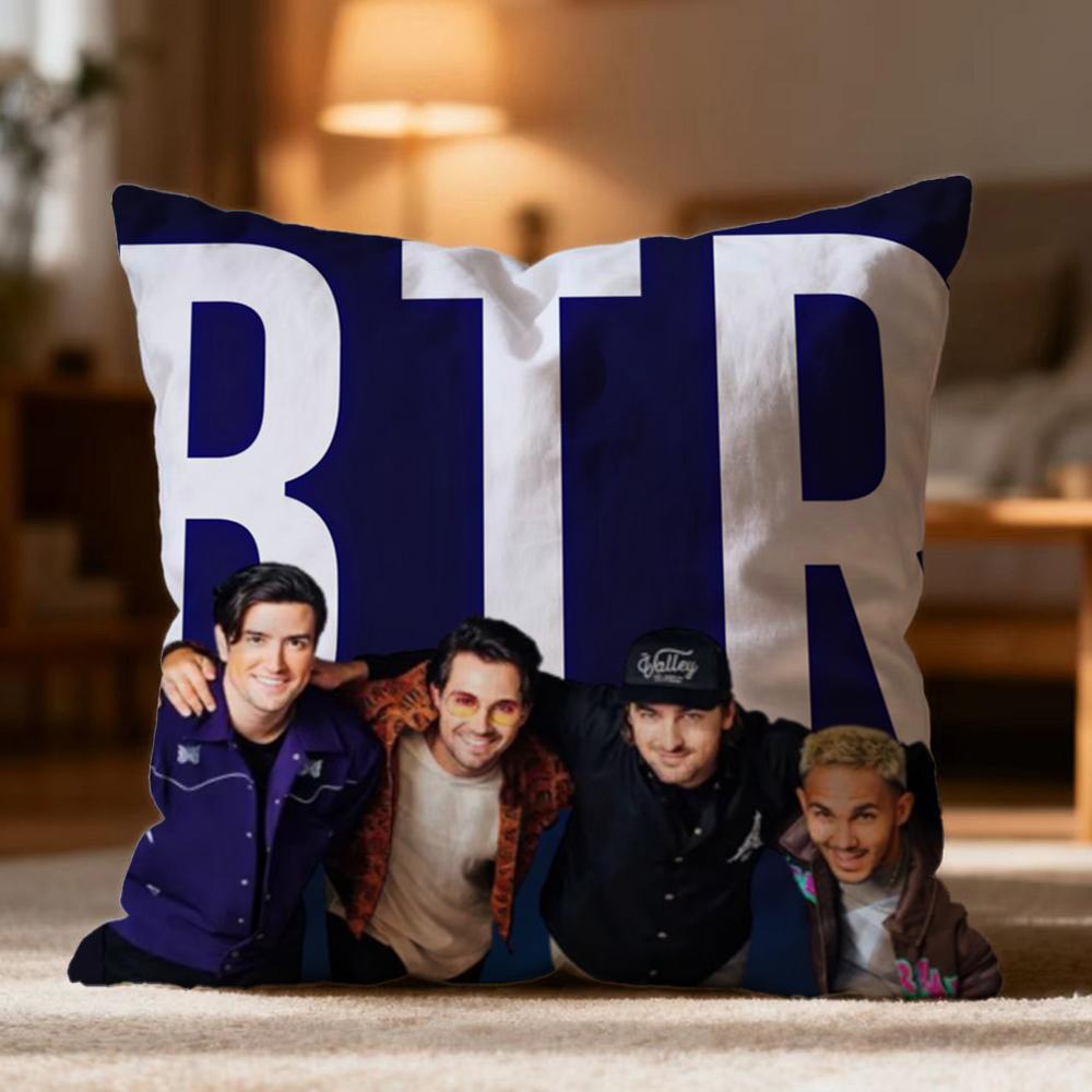 Popular B-BBig Time Rush Cushion Cover Soft Washable Pillow Case Multi-Scene for Couch Bed Travel Office Use