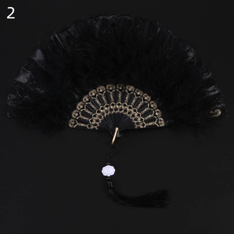 Japanischer Stil Vintage Faltbarer Handfächer, Feder Faltbare Fächer für Damen, Partygeschenke & Heimdekoration