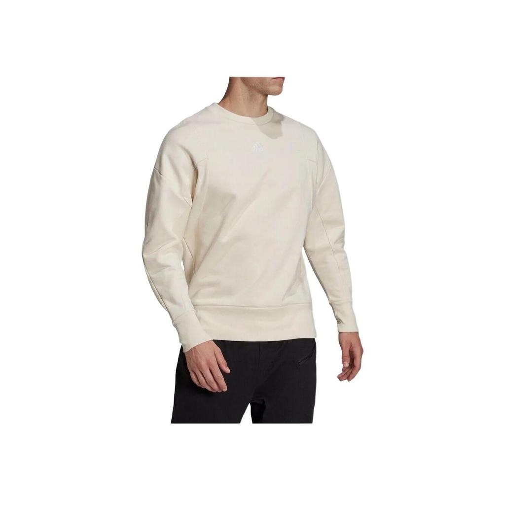 Adidas Solid Color Crew Neck Sweatshirt Men Tops Light-Khaki HI1390