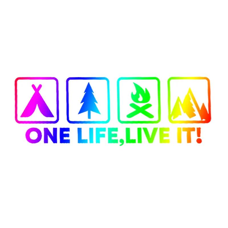 

One Life Live It Кемпинг Наклейки для автомобиля Наклейки для путешественников на природу Приключения у костра Наклейки для квадроциклов Декоративные наклейки для автомобиля