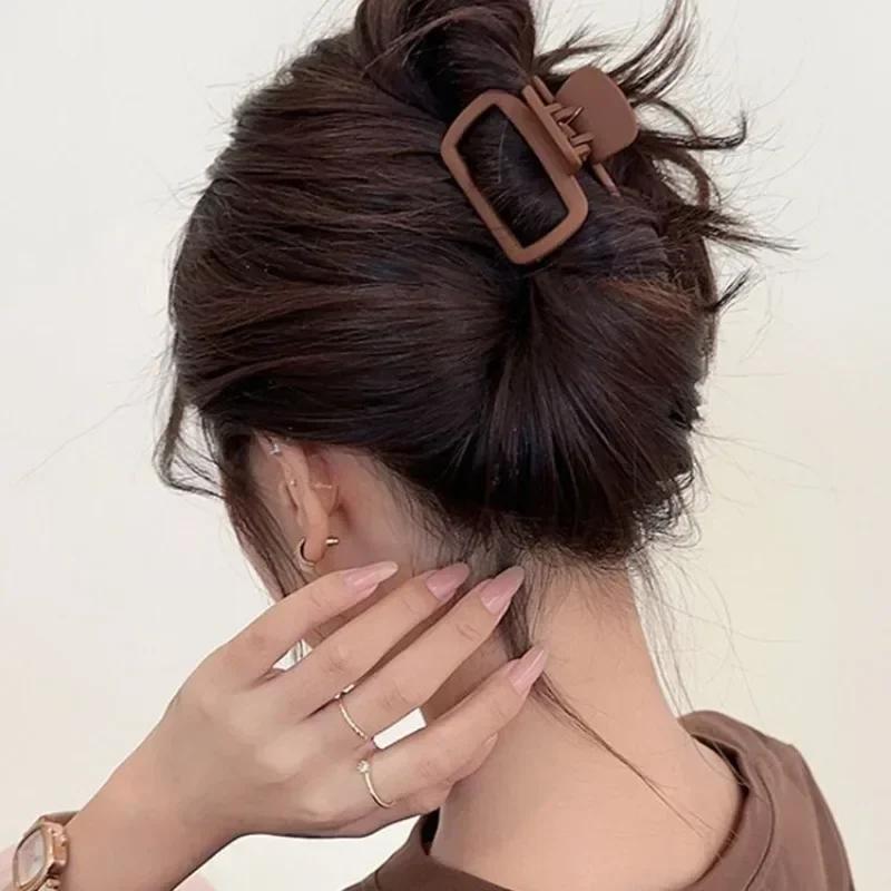 Small Hair Claw Clips Women Girls Square High Ponytail Clip Clamp Korean Simple Matte Non Slip Hair Styling Accessories