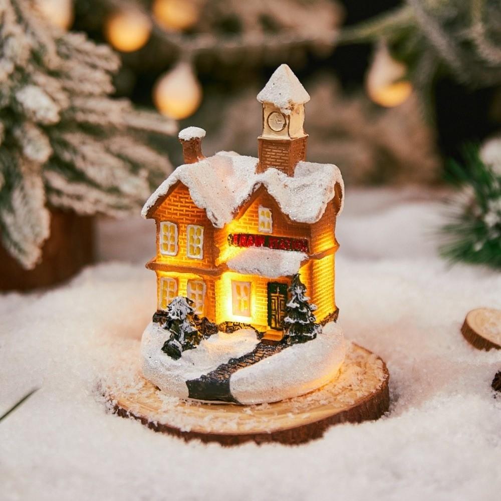 LED Christmas Village Miniature House Xmas House Miniature Creative Christmas Light House  Gifts