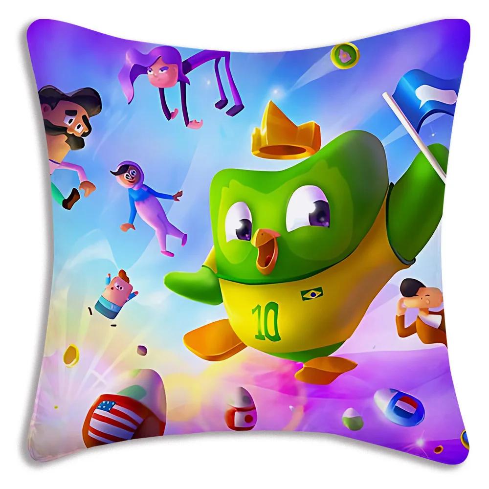

Наволочки Дуолинго Мультяшные Декоративные для Дивана Домашние Двусторонняя Печать Короткий Плюш Милая Наволочка 40x40cm 16x16in