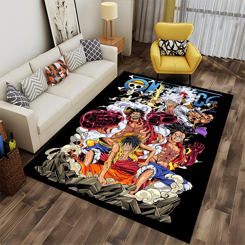"Anime Pirate Characters Graphic Carpet with Dynamic Battle Scene Design" Suitable for Use As an Anti-slip for Living Room Bedroom Sofas