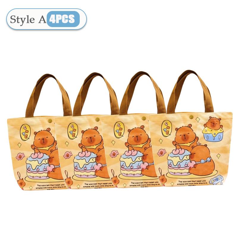 1-20PCS Cartoon Canvas Bag Novelty Tote Bag Kapibara Inner Daily Large Capacity Shoulder Bag Cartoon Capybara Kawaii Hand Bags